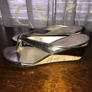 Pewter wedge sandals 8.5m - excellent